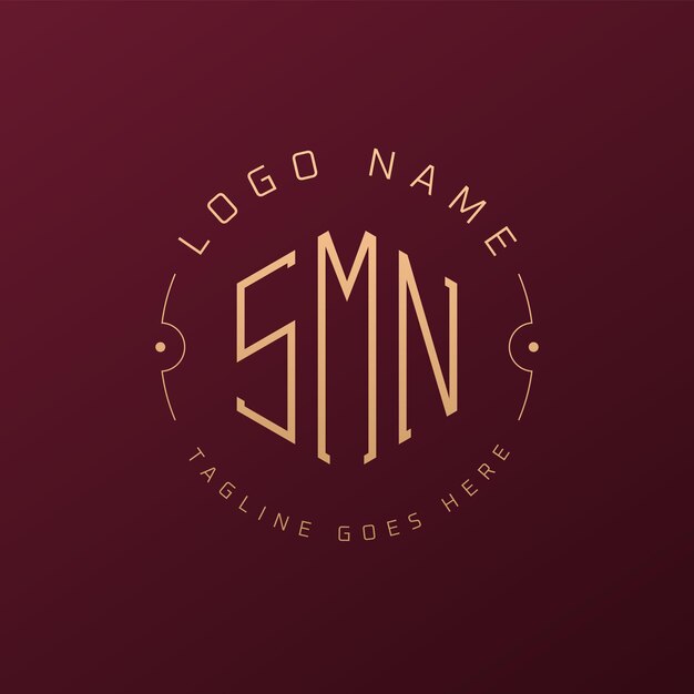 Luxury SMN Logo Design Elegant Letter SMN Monogram Logo Minimalist Polygon SMN Logo Design Template