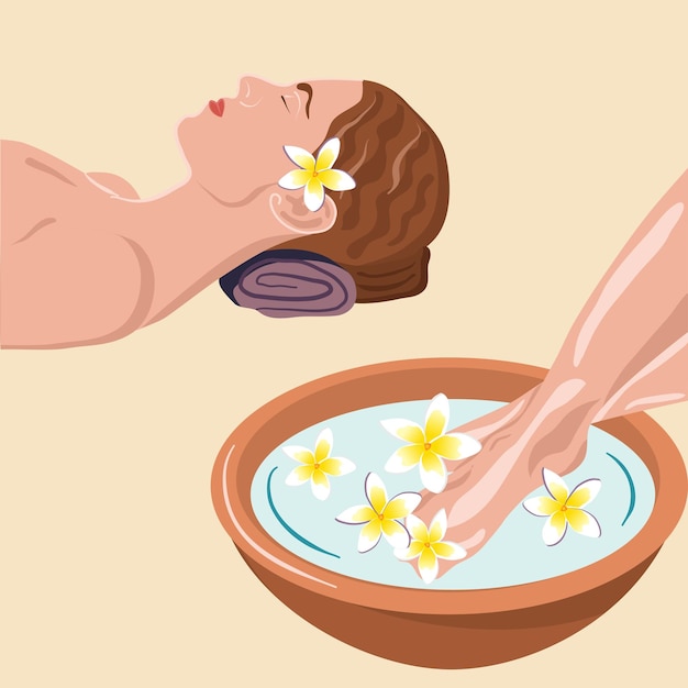 Luxury spa with woman relaxed vector