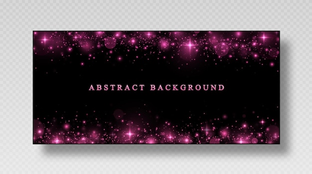 Luxury space banner Glowing banner with pink particles Glittering background template