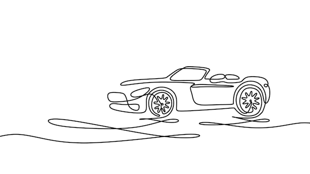 Luxury sport car one line drawing minimalist vector illustration of vehicle continuous