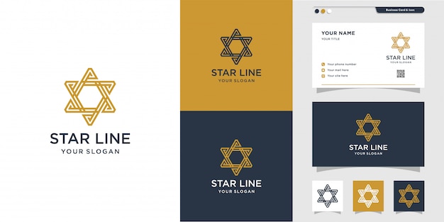 Роскошные звезды логотип и визитная карточка с линией арт-дизайн. Энергия, абстракция, карта, значок, роскошь, Премиум