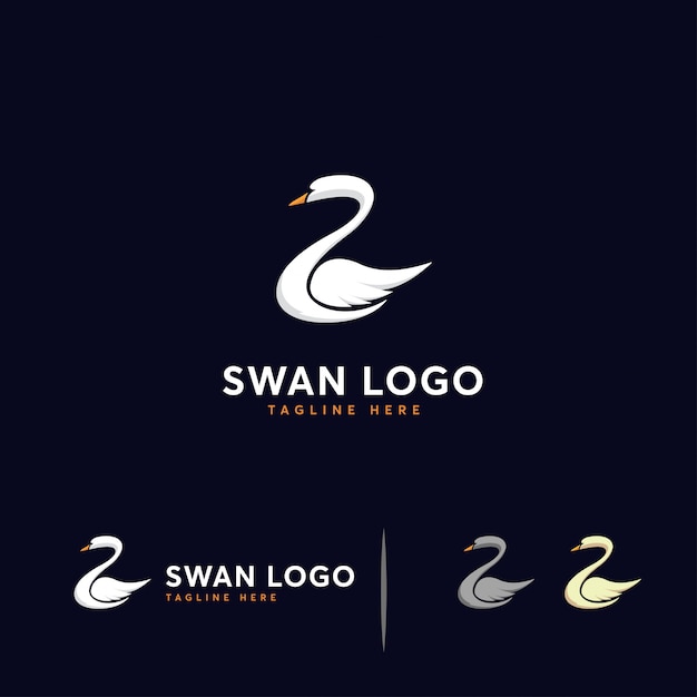 Vettore modello di logo di lusso swan