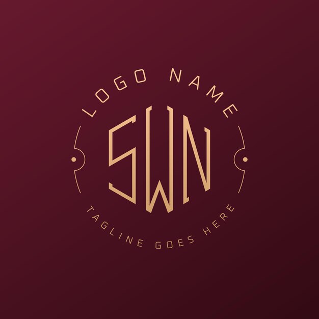 Luxury SWN Logo Design Elegant Letter SWN Monogram Logo Minimalist Polygon SWN Logo Design Template