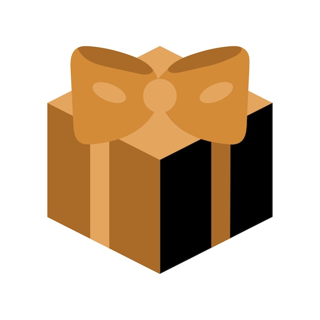 Роскошный символ подарочной коробки Рождественский символ в стиле бохо Праздничный векторный значок Нового года, изолированный на белом фоне для украшения праздничного дизайна