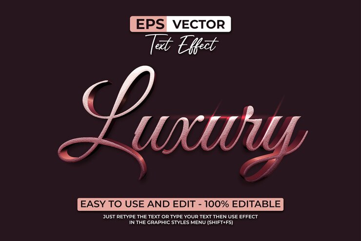 Luxury Text Effect Rose Gold Style Editable Text Effect