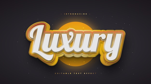 Luxury text style in white and gold with 3d and glowing effect. editable text effect