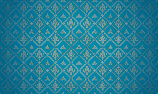 Luxury thai pattern blue and gold theme background vector