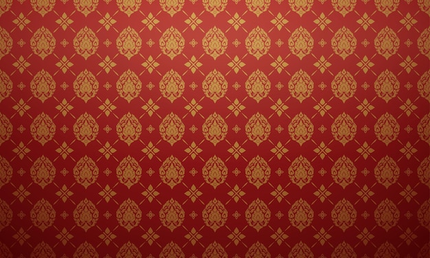 럭셔리 태국 패턴 붉은 진홍과 골드 테마 배경 벡터 디자인
