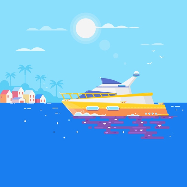 Vector .luxury travel seaway ocean transport yacht