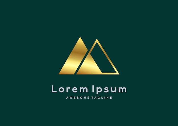 Luxury triangle gold color logo template