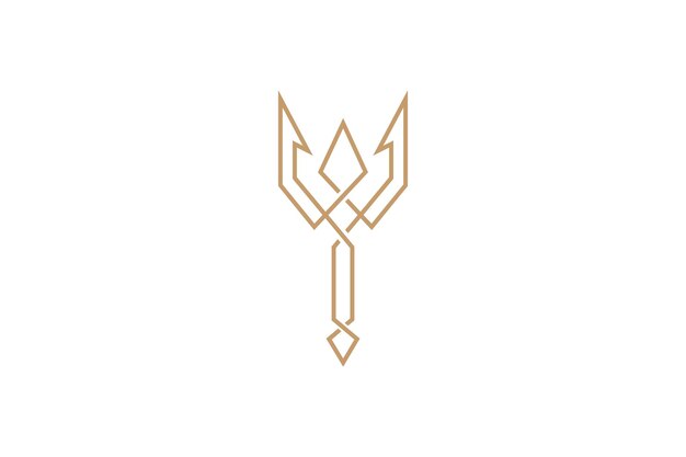 luxury trident line art logo design