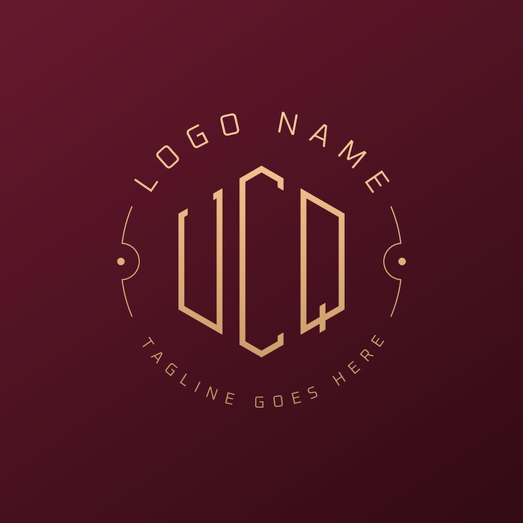 Vector 럭셔리 ucq 로고 디자인 우아한 글자 ucq 모노그램 로고 미니멀리즘 다각형 ucq 로그 디자인 템플릿