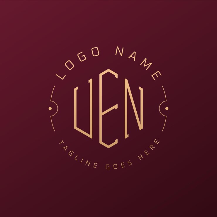 Vector 고급스러운 uen 로고 디자인 우아한 글자 uen 모노그램 로고 미니멀리즘 다각형 uen 로그 디자인 템플릿