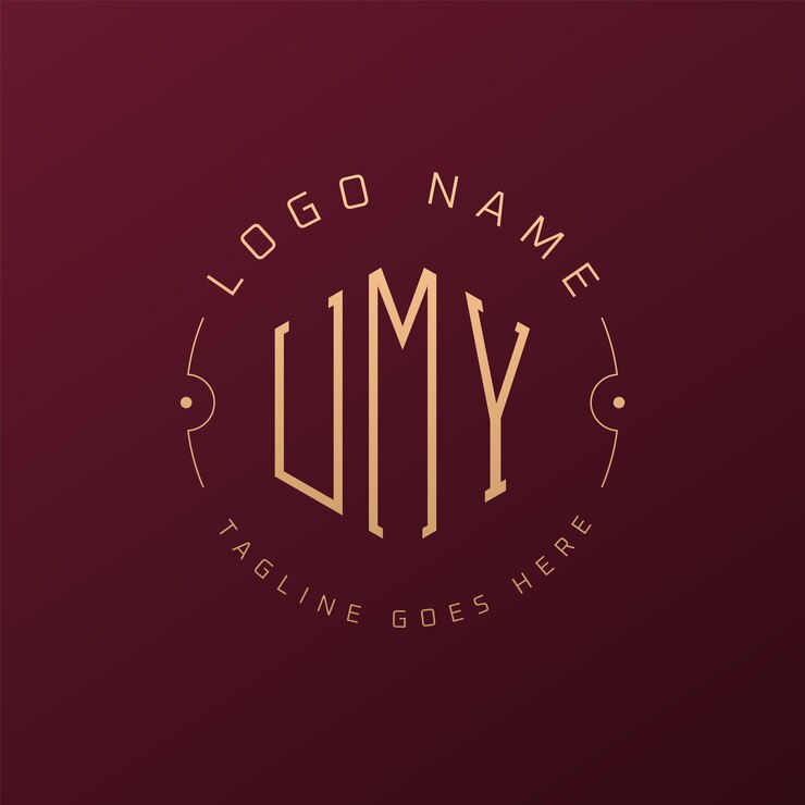 Vector 럭셔리 umy 로고 디자인 우아한 글자 umy 모노그램 로고 미니멀리즘 다각형 umy 로그 디자인 템플릿