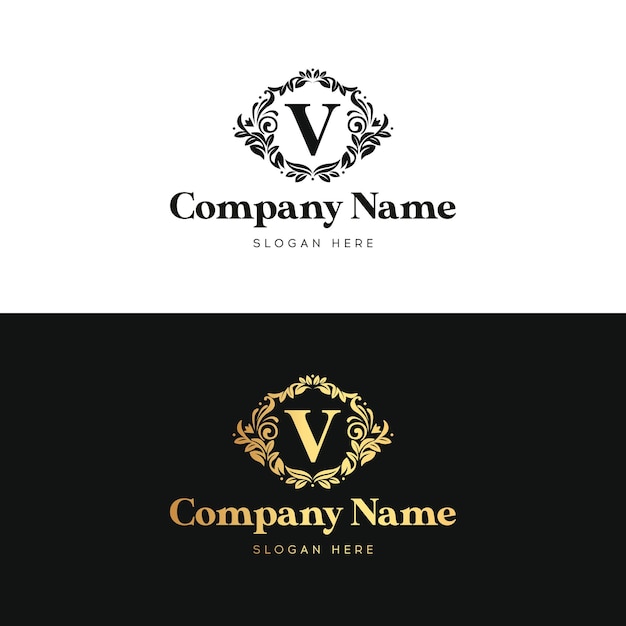 Logo di lusso con lettera v modello di logo di lusso nel vettore per restaurantroyaltyboutiquecafehoteljewelryfashion