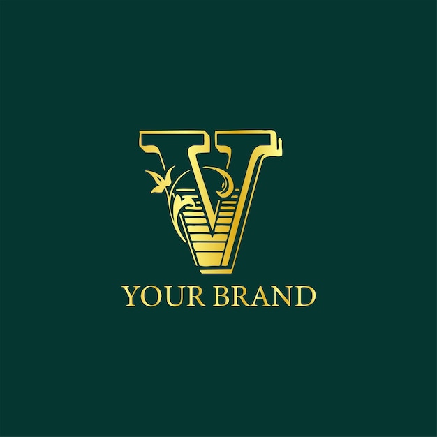 Luxury v logo design template