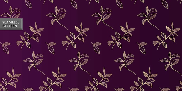 Vector luxury vector pattern on a dark purple background with golden branches with leaves for wallpapers backgrounds wrapping paper covers