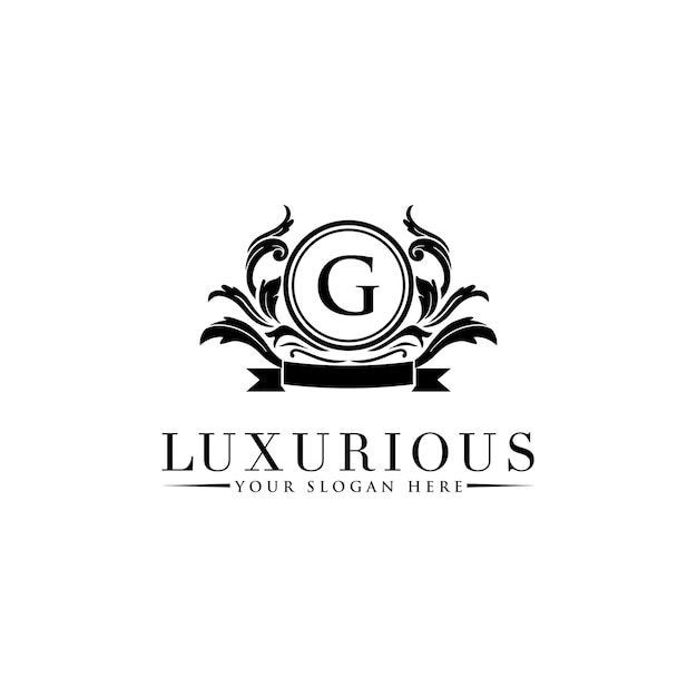 Logo di lusso vintage crest. emblemi reali calligrafici.