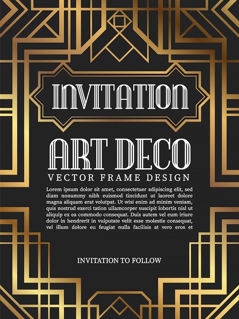 Vector luxury vintage frame art deco style.