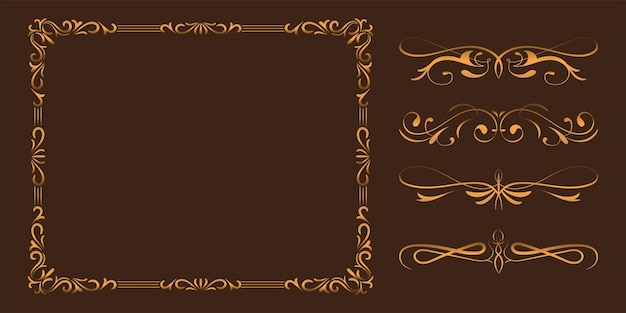 Vector luxury vintage frame and set of border vector design