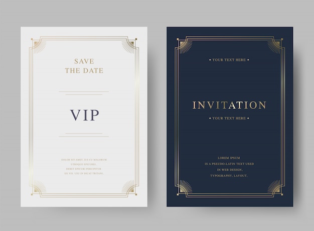 Luxury vintage golden  invitation card template