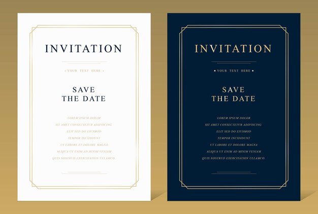 Vector luxury vintage golden vector invitation card template with multi color backgrounds
