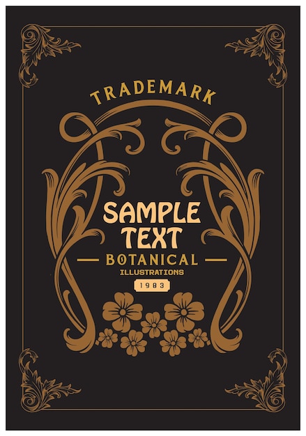 Vector luxury vintage label floral botanical ornament illustration
