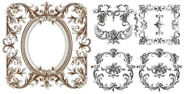 Luxury vintage logo set frame Vector ornament Signs