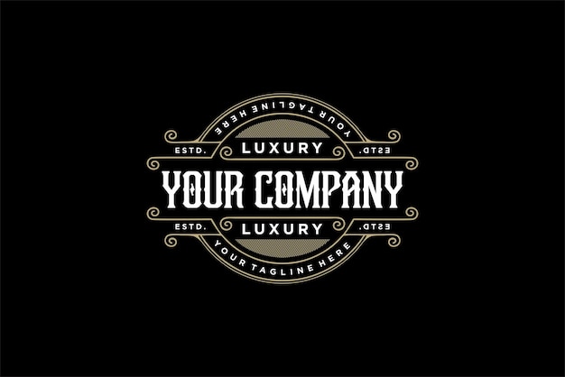 Vettore design del modello di logo vintage di lusso per etichetta