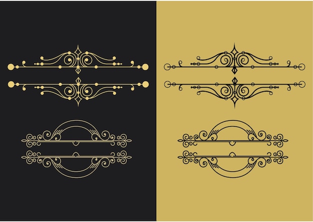 Luxury Vintage ornamental design Collection set of label elements ornament vector illustration