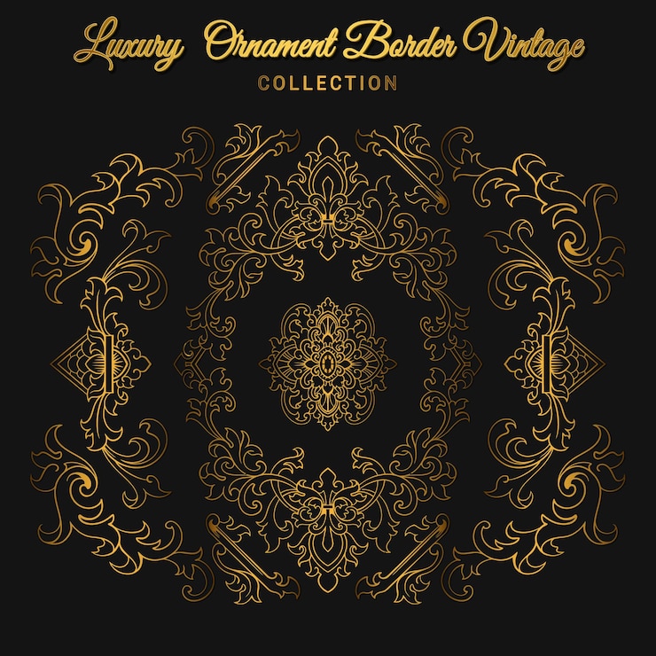 Vector luxury vintage ornaments border set