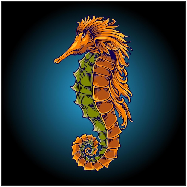 Luxury vintage seahorse ornament illustration