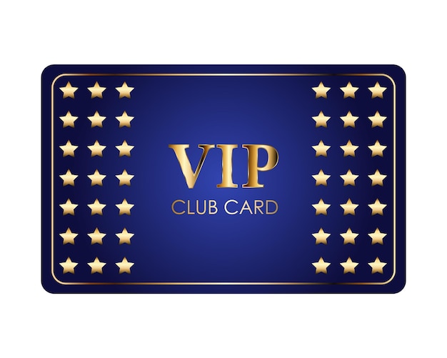 Luxury VIP club card with golden elements srats and royal blue background