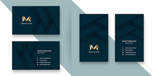 Luxury vip layered  style deep green business card template