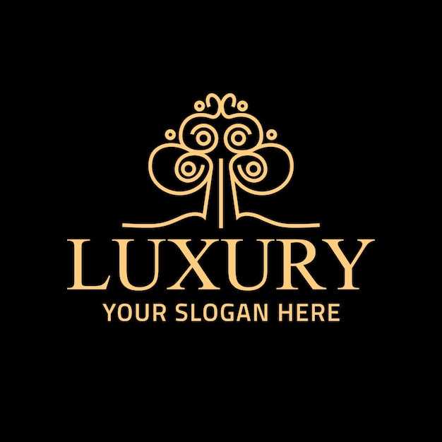 Luxury vip tree logo con decorazione floreale