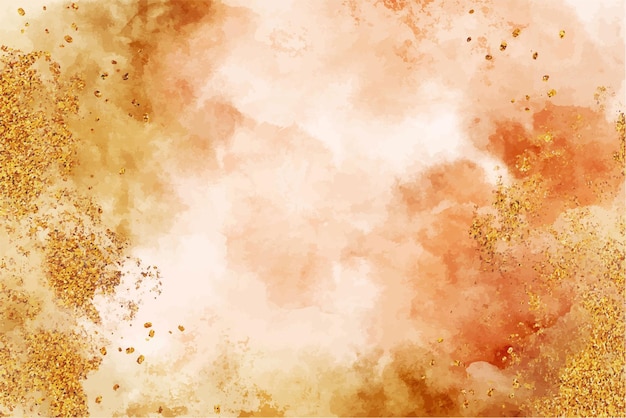 Luxury Watercolor Background with Gold Glitter