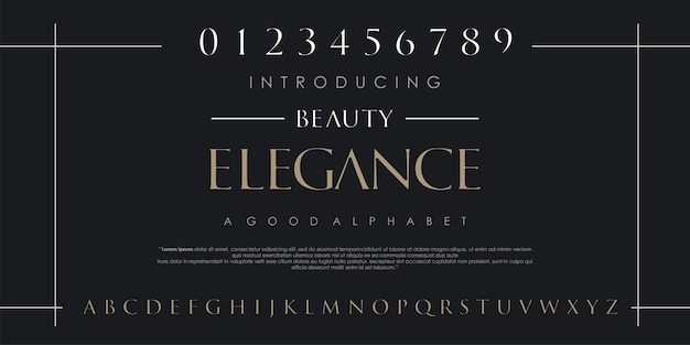 Vector luxury wedding alphabet letters font with tails typography elegant classic serif fonts and number