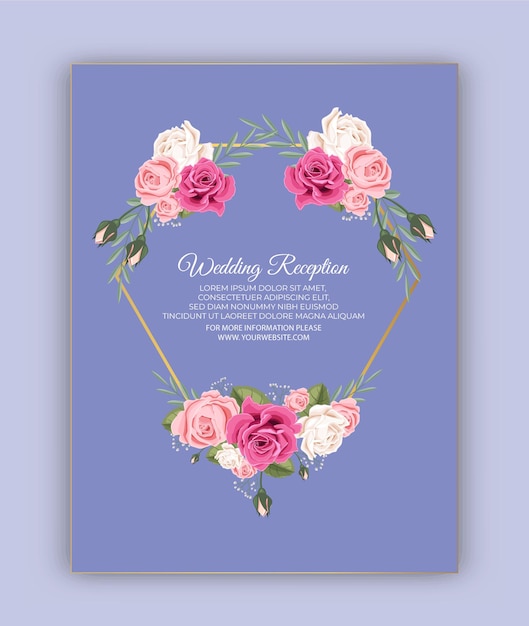 Luxury wedding floral invitation card wedding invitation template