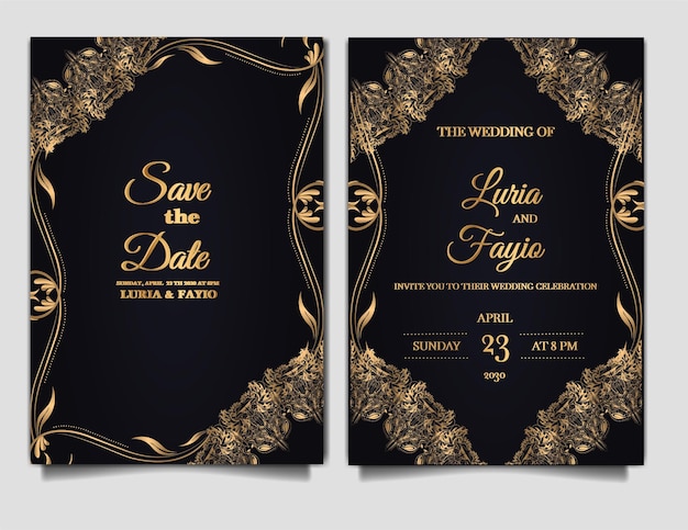 Luxury wedding invitation cards mockup