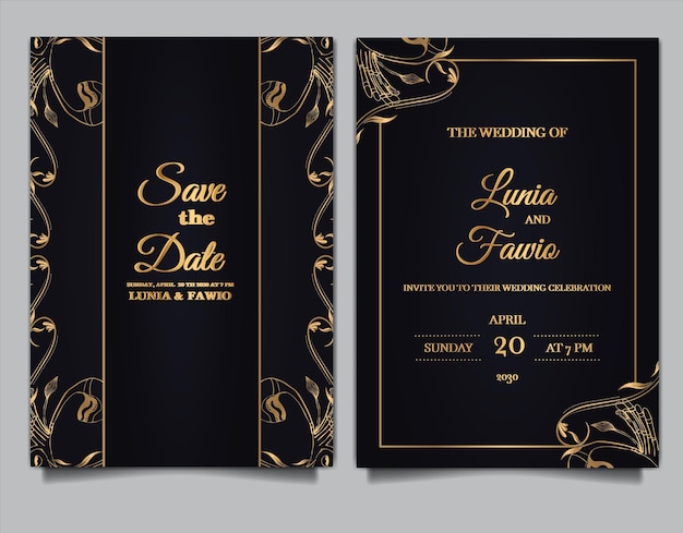 Vector luxury wedding invitation cards set