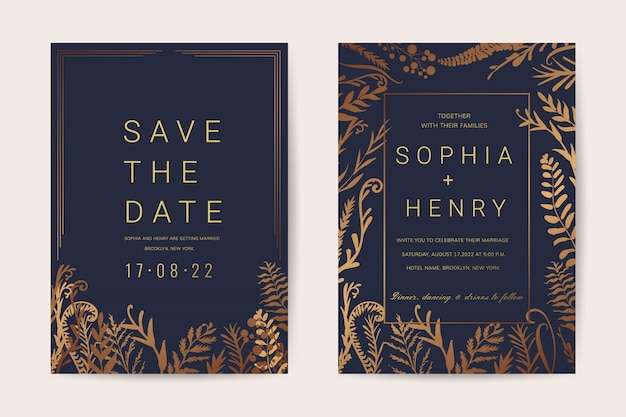 Luxury Wedding Invitation Cards template withe Floral vintage style.