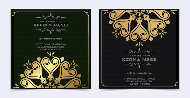 Luxury wedding invitation in mandala