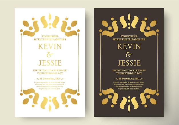 Luxury wedding invitation with gold ornament