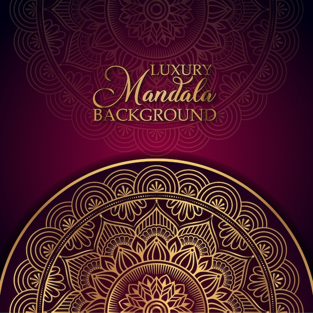 Luxury wedding invitation with mandala Design gold color