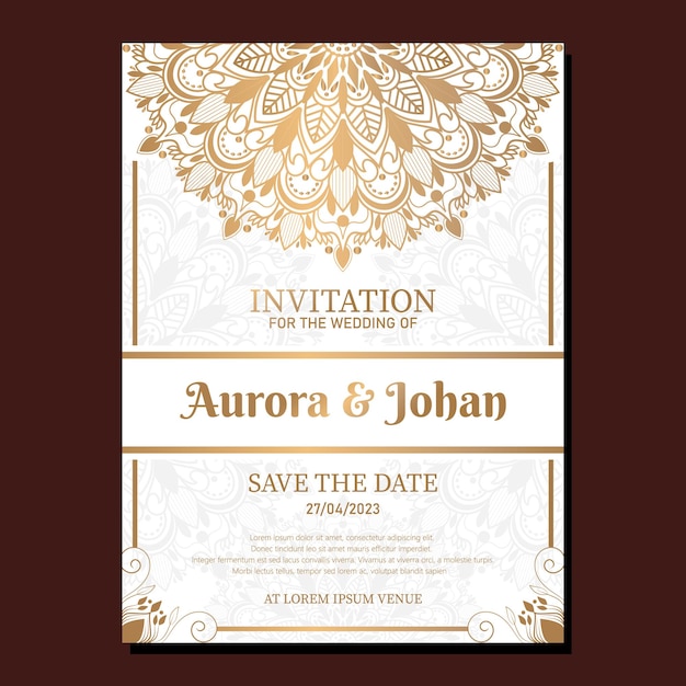 Luxury wedding invitation with mandala