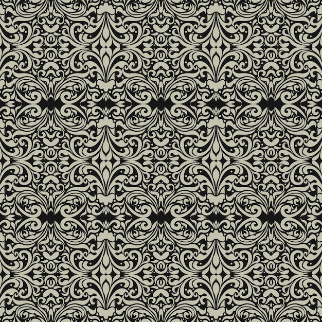 Luxury wedding seamless black pattern