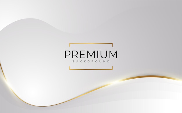 金色の線と紙のカットスタイルの豪華な白と金の背景賞指名式の正式な招待状または証明書のデザインのためのプレミアムグレーと金の背景