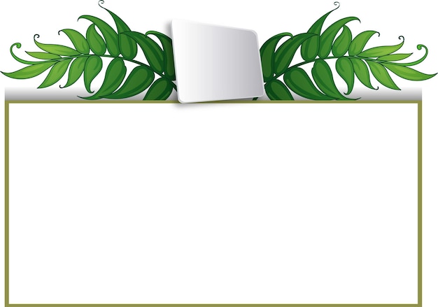 Вектор Роскошный белый баннер с зелеными листьями