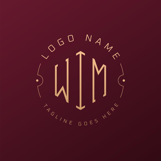 WIM ロゴ デザイン エレガントな文字 WIM モノグラム ロゴ ミニマリスト ポリゴン WIM ロゴデザイン テンプレート