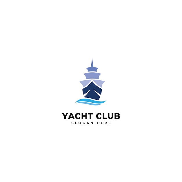 Vettore l'icona della linea del logo dello yacht club di lusso segno marino di imbarcazioni da diporto premium simbolo di viaggio di nave da crociera